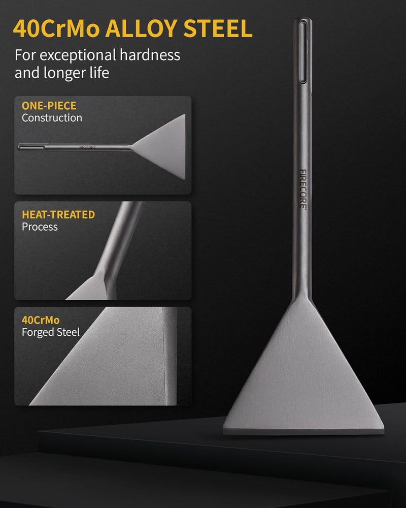 Firecore SDS Max Chisel, 5.9 Inch by 15 Inch Tile Removal Bits for SDS Max Hammer Drill Tool Attachment, Steel Flat Shovel Bit for Removing Linoleum Floor VCT Concrete Mortar Thinset Ceramic Tile - Image 3